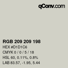 カラーコード: RGB 209 209 198 | qconv.com
