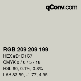 颜色代码: RGB 209 209 199 | qconv.com