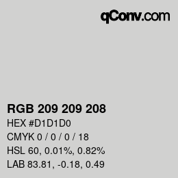 カラーコード: RGB 209 209 208 | qconv.com