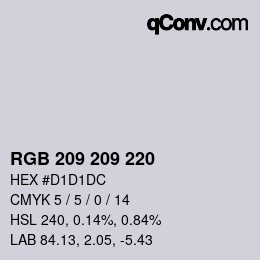 カラーコード: RGB 209 209 220 | qconv.com