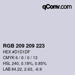 Color code: RGB 209 209 223 | qconv.com