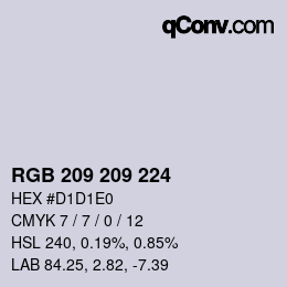 Color code: RGB 209 209 224 | qconv.com