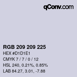 カラーコード: RGB 209 209 225 | qconv.com