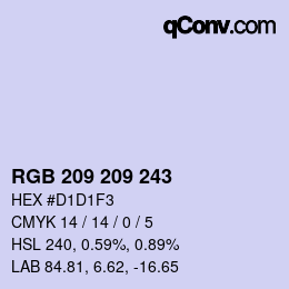 Color code: RGB 209 209 243 | qconv.com