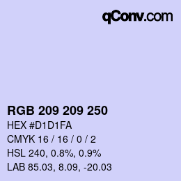 Color code: RGB 209 209 250 | qconv.com