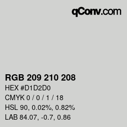 Farbcode: RGB 209 210 208 | qconv.com