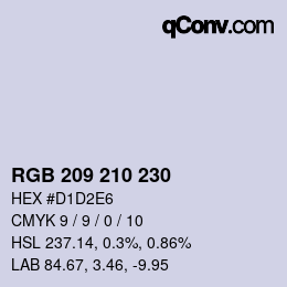 Color code: RGB 209 210 230 | qconv.com