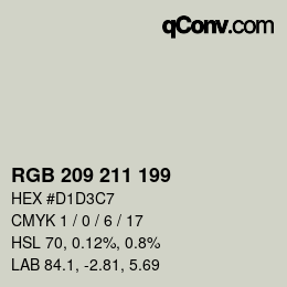 Color code: RGB 209 211 199 | qconv.com