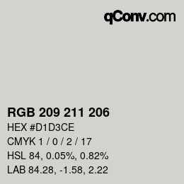 Color code: RGBA 209 211 206 1 | qconv.com