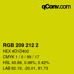 カラーコード: RGB 209 212 2 | qconv.com