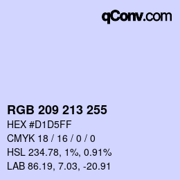 カラーコード: RGB 209 213 255 | qconv.com
