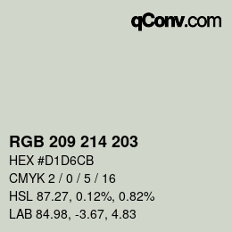 Color code: RGB 209 214 203 | qconv.com