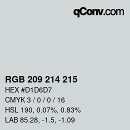 カラーコード: RGB 209 214 215 | qconv.com