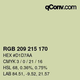カラーコード: RGB 209 215 170 | qconv.com