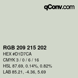 Color code: RGB 209 215 202 | qconv.com