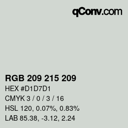 颜色代码: RGB 209 215 209 | qconv.com