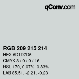カラーコード: RGB 209 215 214 | qconv.com