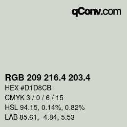 カラーコード: RGB 209 216.4 203.4 | qconv.com
