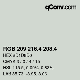 カラーコード: RGB 209 216.4 208.4 | qconv.com
