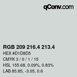 カラーコード: RGB 209 216.4 213.4 | qconv.com