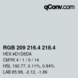 カラーコード: RGB 209 216.4 218.4 | qconv.com