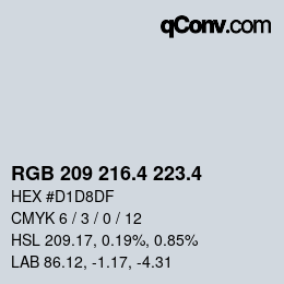 カラーコード: RGB 209 216.4 223.4 | qconv.com