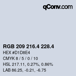 カラーコード: RGB 209 216.4 228.4 | qconv.com