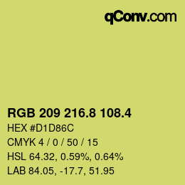 カラーコード: RGB 209 216.8 108.4 | qconv.com