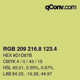 カラーコード: RGB 209 216.8 123.4 | qconv.com