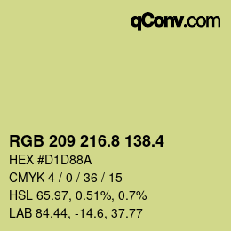 カラーコード: RGB 209 216.8 138.4 | qconv.com