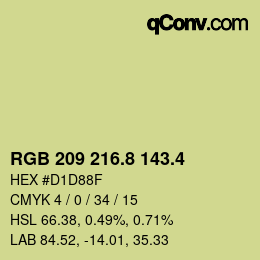カラーコード: RGB 209 216.8 143.4 | qconv.com