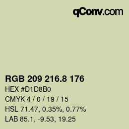 カラーコード: RGB 209 216.8 176 | qconv.com
