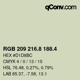 カラーコード: RGB 209 216.8 188.4 | qconv.com