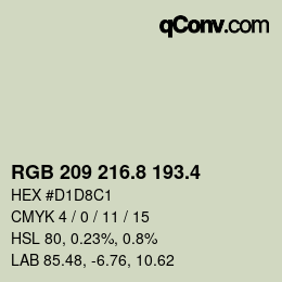 カラーコード: RGB 209 216.8 193.4 | qconv.com