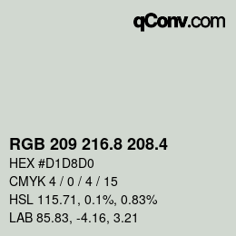 カラーコード: RGB 209 216.8 208.4 | qconv.com