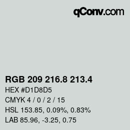 カラーコード: RGB 209 216.8 213.4 | qconv.com