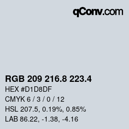 カラーコード: RGB 209 216.8 223.4 | qconv.com