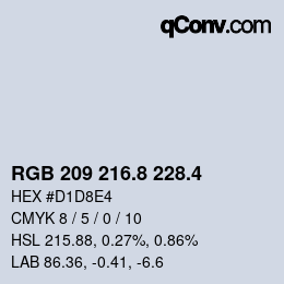 カラーコード: RGB 209 216.8 228.4 | qconv.com