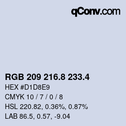 カラーコード: RGB 209 216.8 233.4 | qconv.com