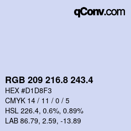 カラーコード: RGB 209 216.8 243.4 | qconv.com