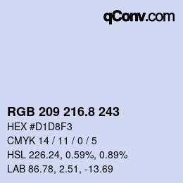 カラーコード: RGB 209 216.8 243 | qconv.com