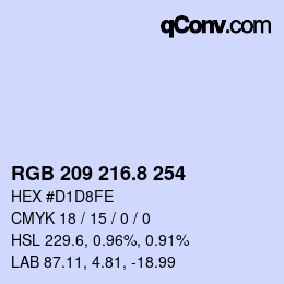 カラーコード: RGB 209 216.8 254 | qconv.com