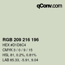 カラーコード: RGB 209 216 196 | qconv.com