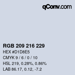 カラーコード: RGB 209 216 229 | qconv.com