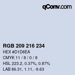 カラーコード: RGB 209 216 234 | qconv.com