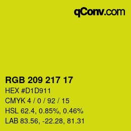 Color code: RGB 209 217 17 | qconv.com