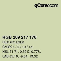 カラーコード: RGB 209 217 176 | qconv.com