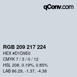 Color code: RGB 209 217 224 | qconv.com