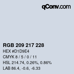 カラーコード: RGB 209 217 228 | qconv.com