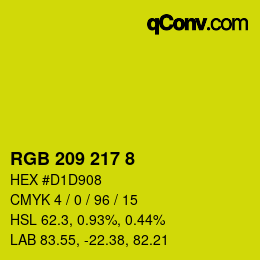 颜色代码: RGB 209 217 8 | qconv.com